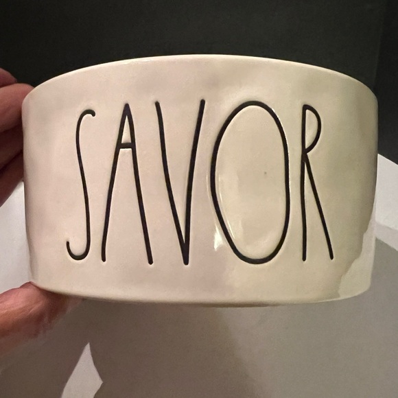 Rae Dunn Dog Feed Bowls. Savor and Devour. Ceramic. Ivory. Or Snack bowls. - Picture 2 of 5